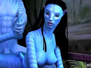 Avatar 可愛 肛門 性交 由 巨大 藍色 陽具