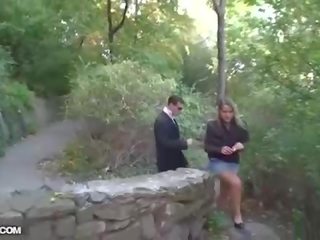 Outdoor porn scene with a blonde